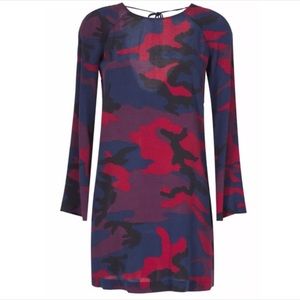 Zara Woman Red and blue camo dress xs